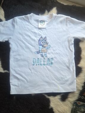 Kids White 'Dallas' Bluey Graphic Tee Sz 5T